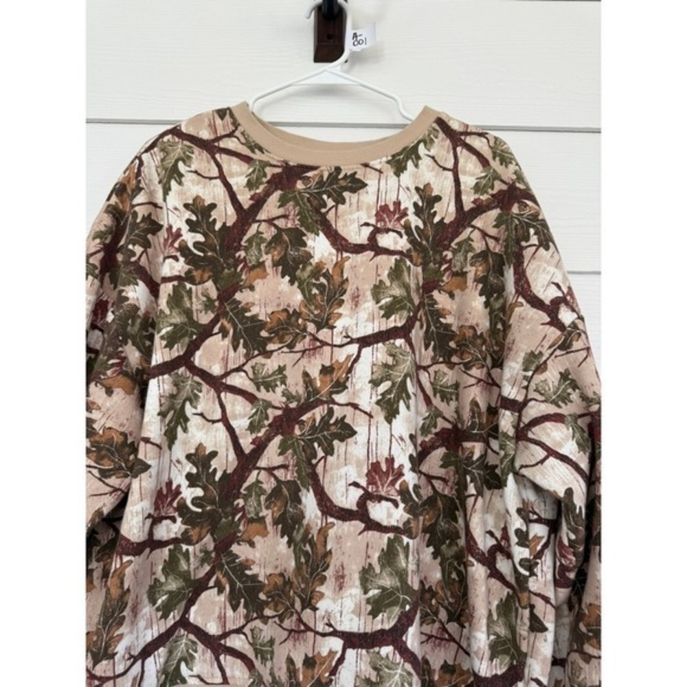 A- 001- Original Use Camo Fleece Sweatshirt and Shorts Tan Green Oak Leaf Print